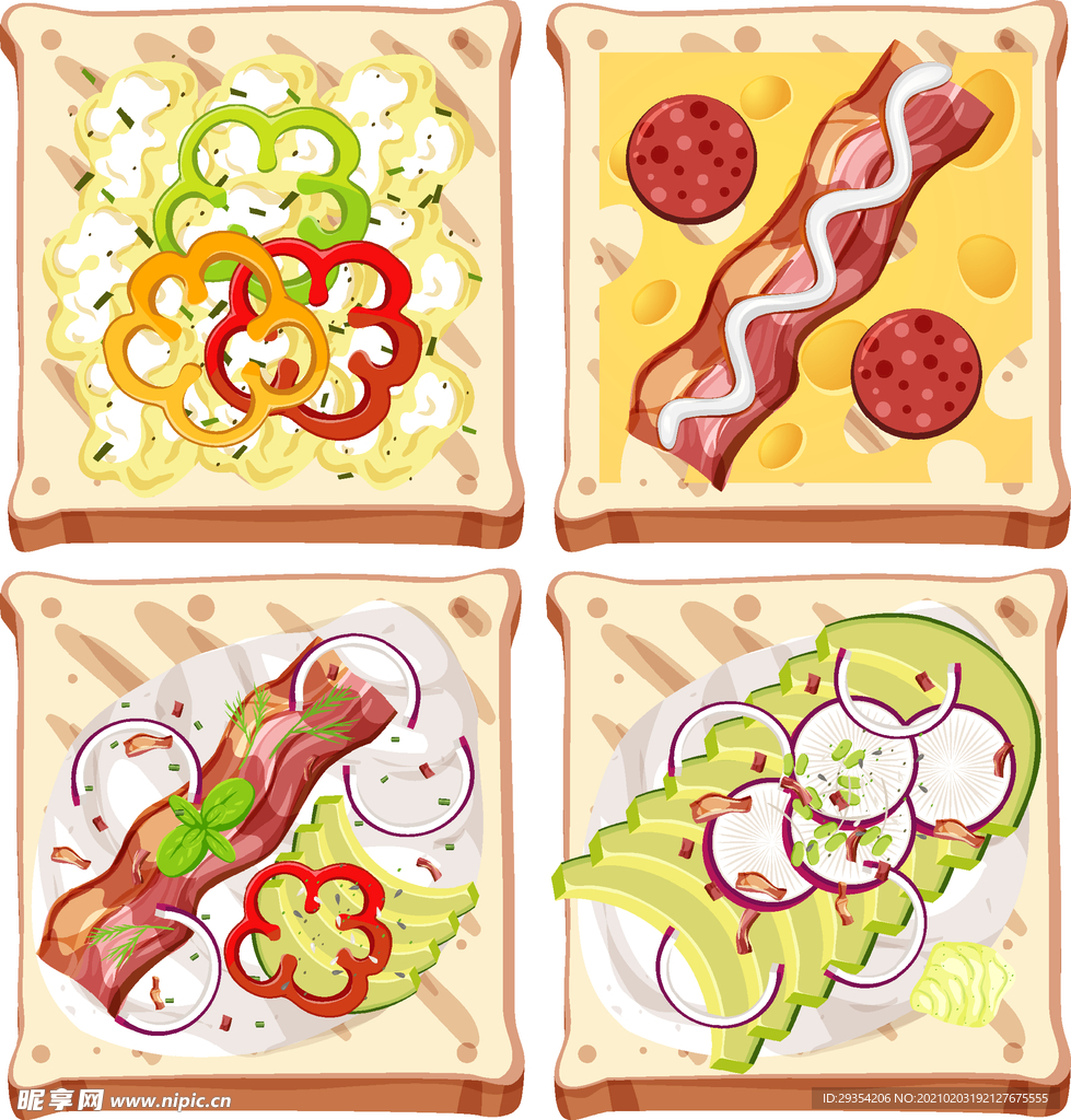 餐饮面包烹饪主题卡通插画图片