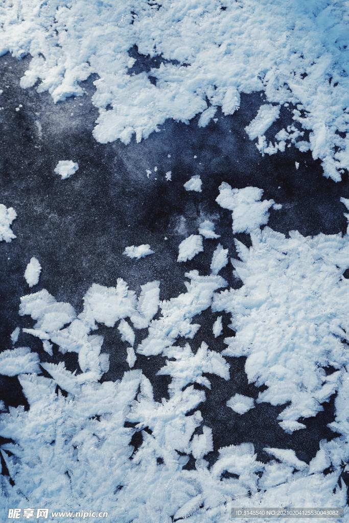 冬季寒冷冰霜冰花