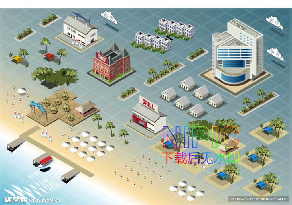 2.5d建筑ai矢量图