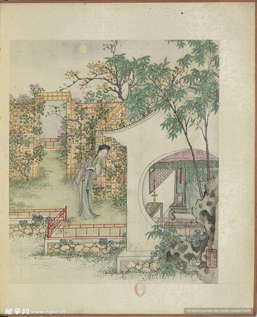 西厢记风月秋声图