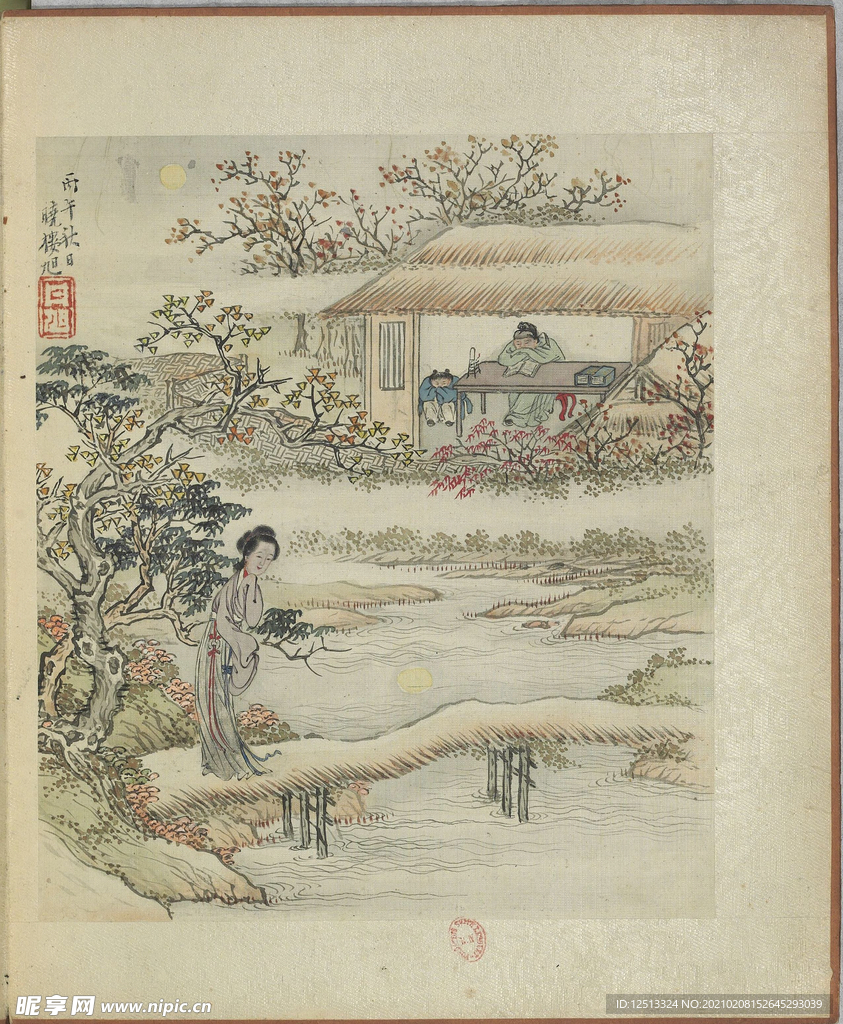 西厢记风月秋声图