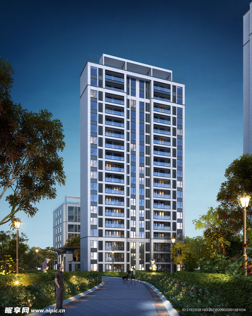 绿城别墅洋房园林景观夜景