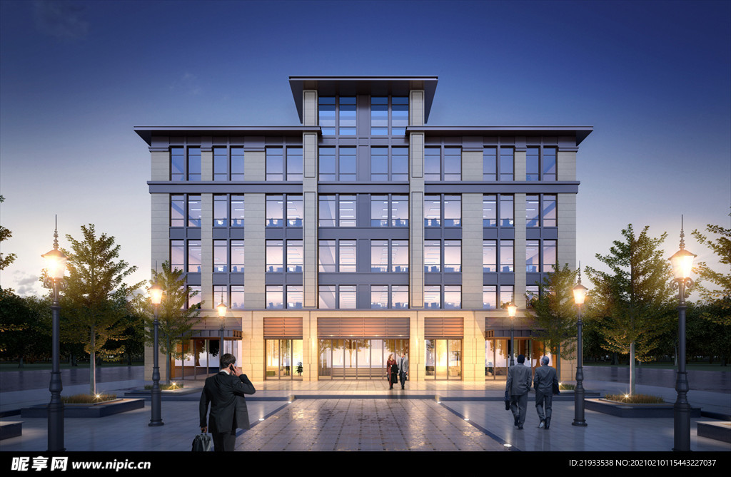 绿城别墅洋房夜景大门入口