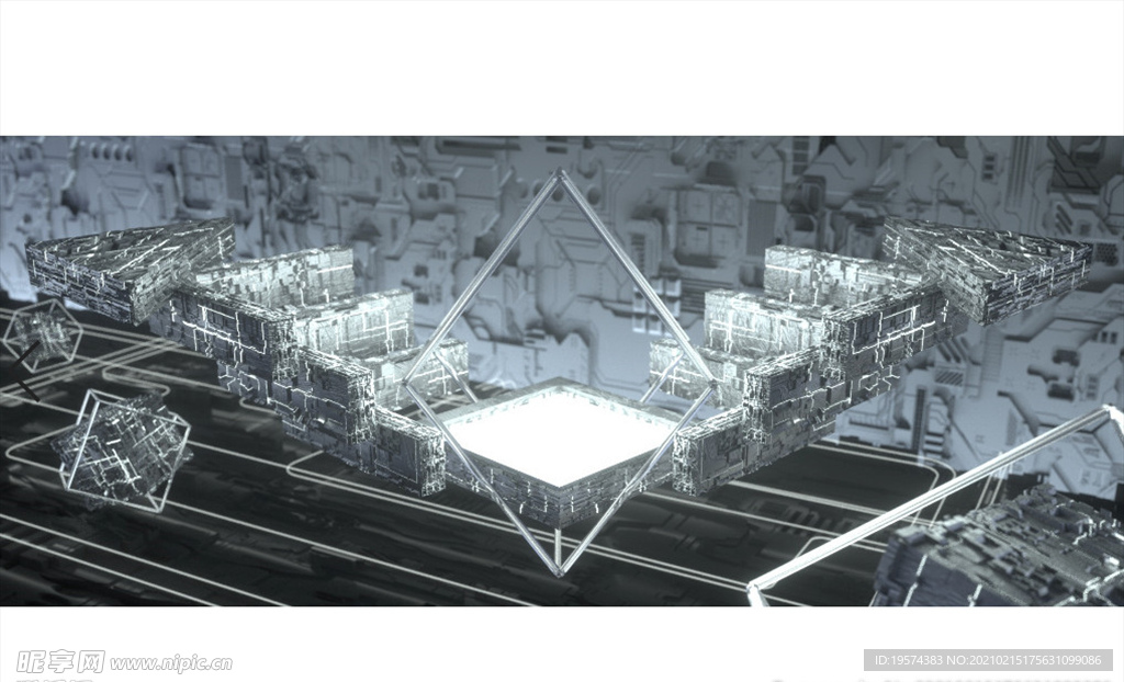 C4D模型科技电子场景芯片