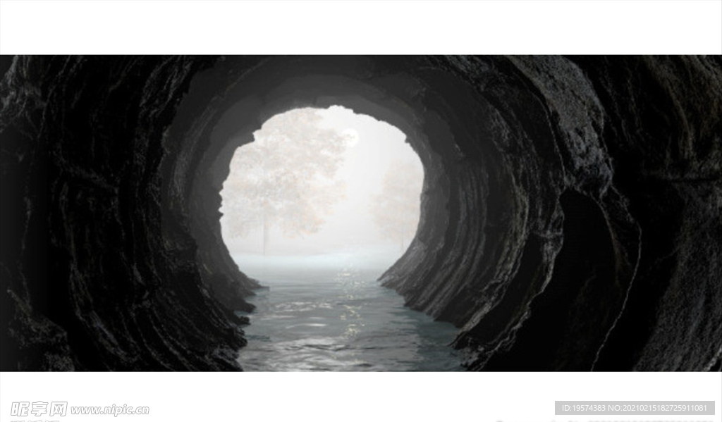 C4D模型山洞河水洞穴