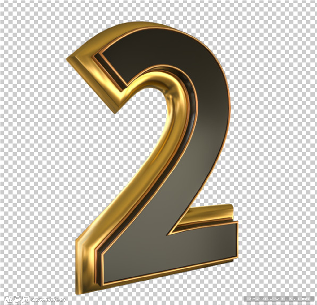 C4D模型数字2模型psd