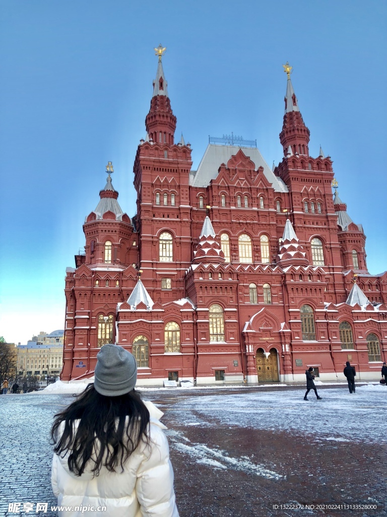俄罗斯莫斯科红场建筑城堡背影