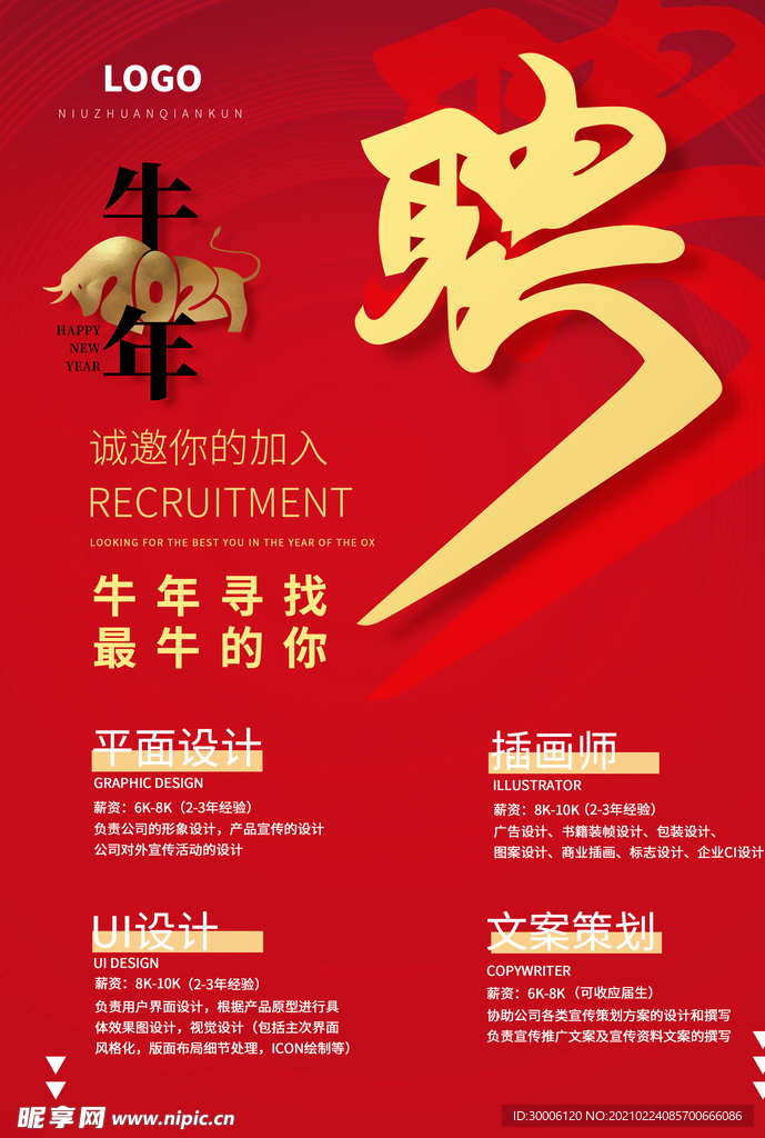 牛年招聘广告海报