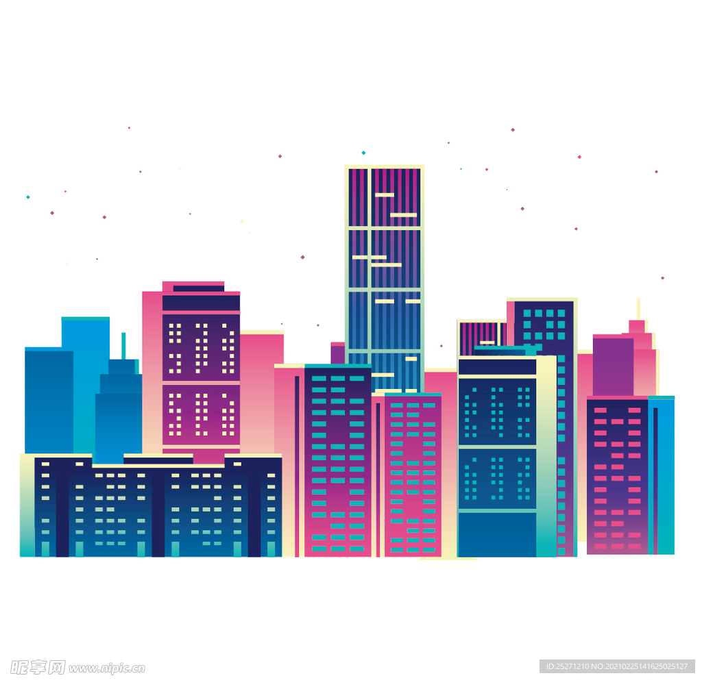 夜景上海进博会宣传画免抠图