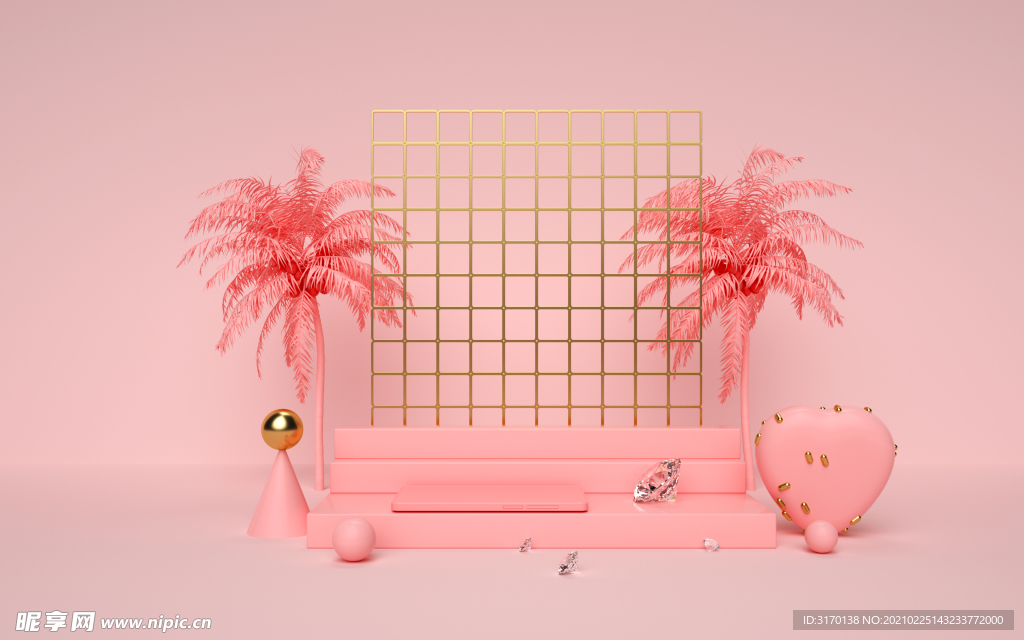 粉色简约舞台背景图片简约展台