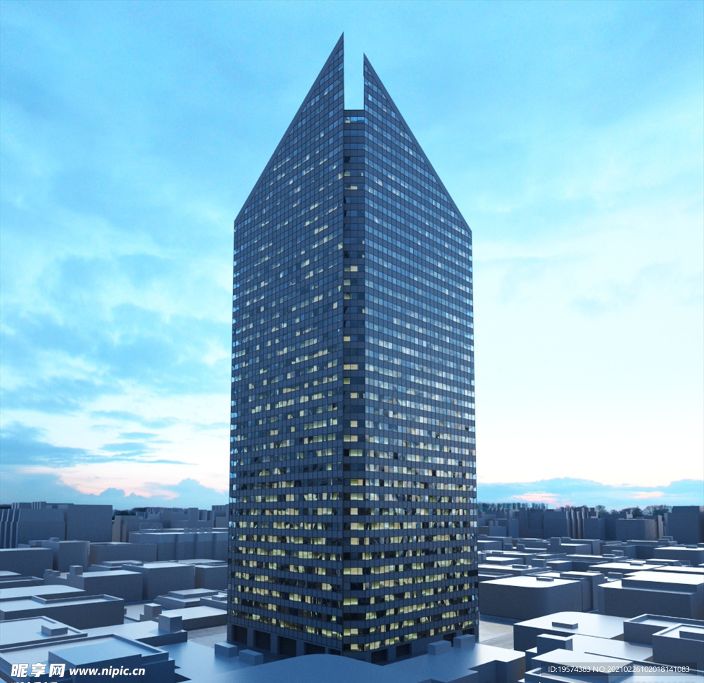 C4D模型大夏大楼建筑摩天大夏