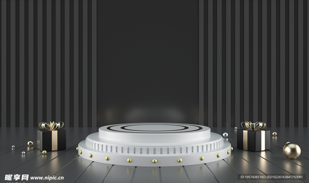 C4D模型黑金风格电商立体场景