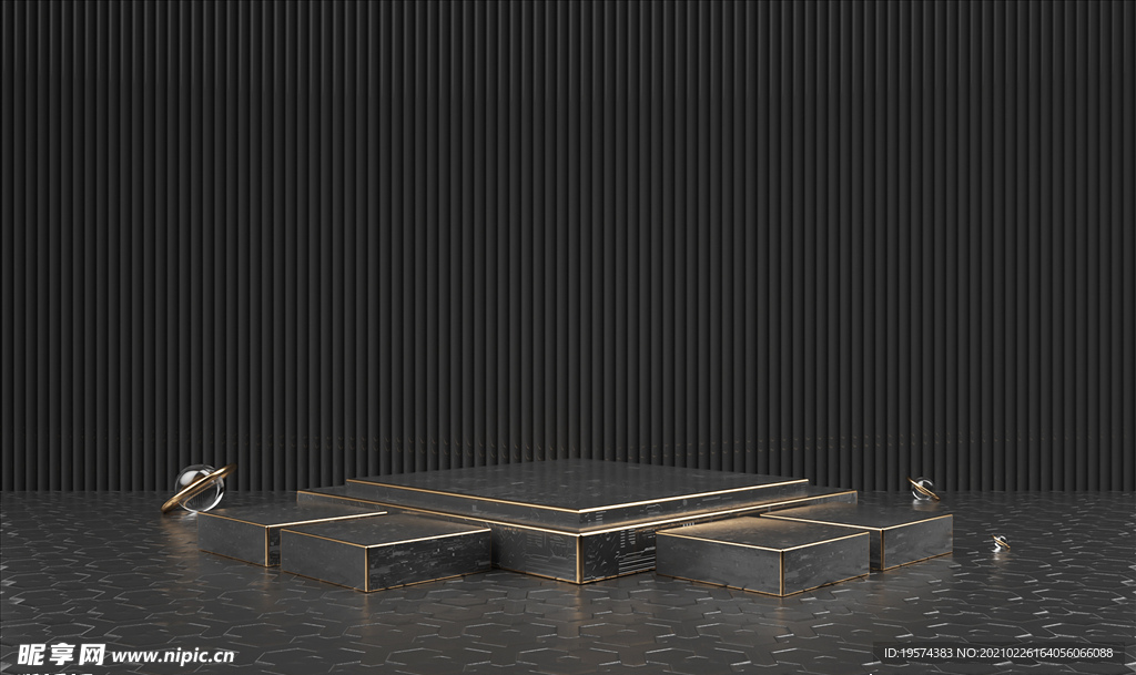 C4D模型黑金风格电商立体场景