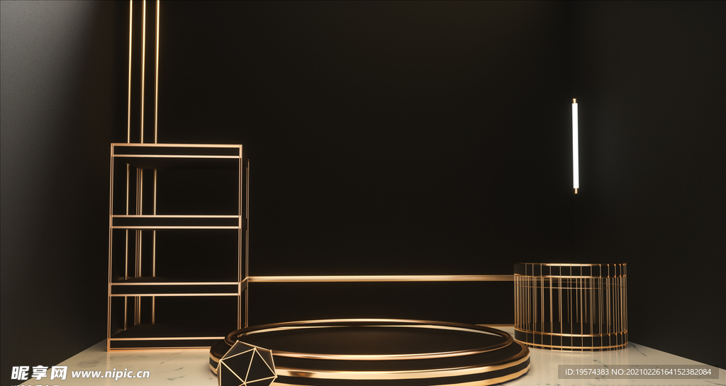 C4D模型黑金风格电商立体场景
