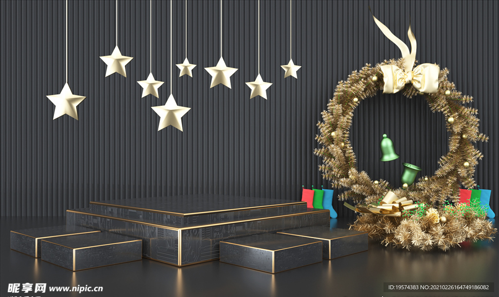 C4D模型黑金风格电商立体场景