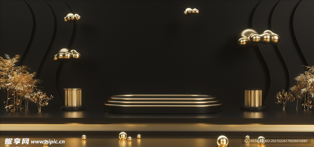 C4D模型黑金风格电商立体场景