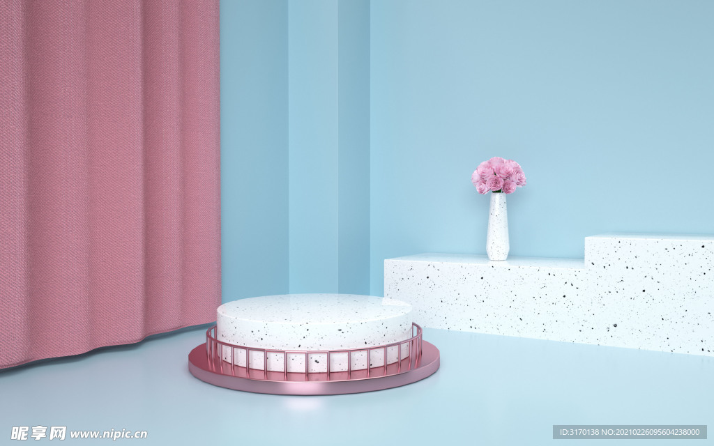 粉色几何c4d背景图片简约海报