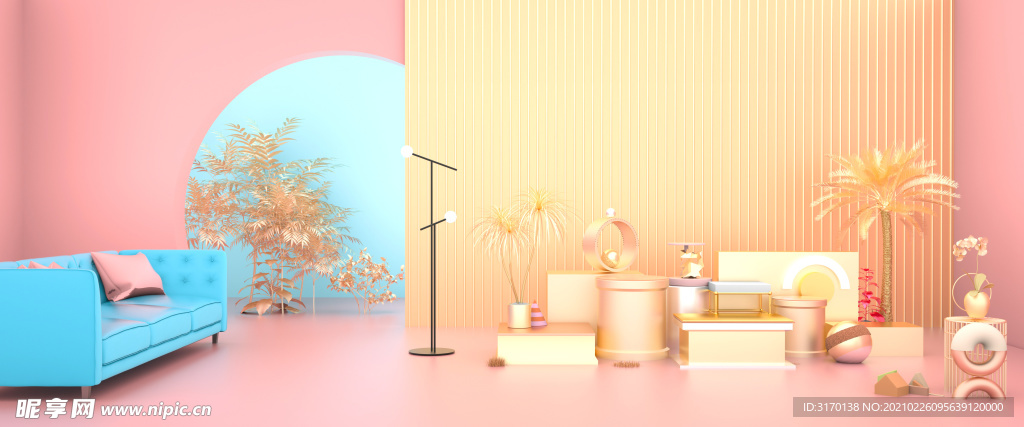 家居c4d背景图片简约产品展