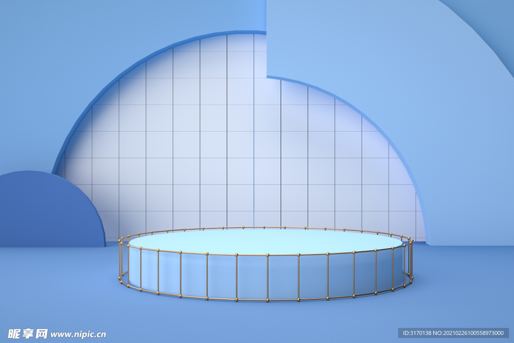 蓝色几何c4d背景图片简约海报