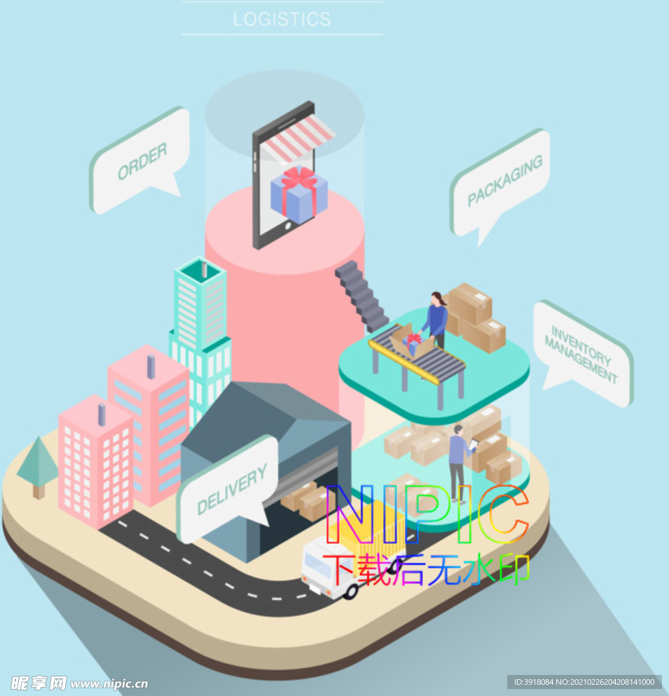 2.5d物流仓储ai矢量图