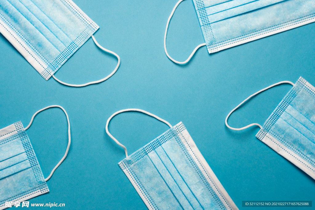 口罩蓝色背景