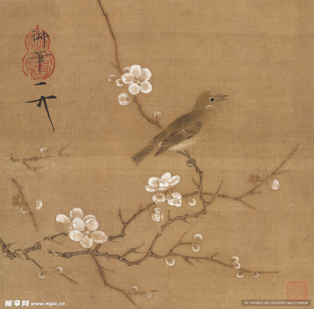 北宋国画 赵佶 梅花绣眼图
