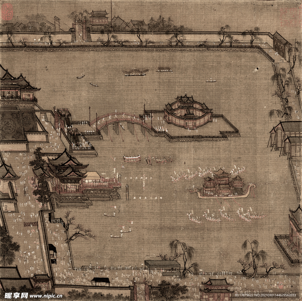 宋代国画 佚名 金明池争标图