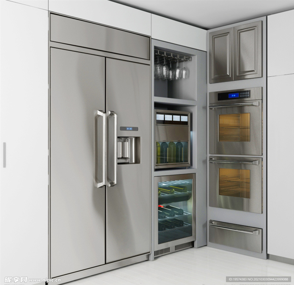 C4D 模型冰箱橱柜烤箱洗碗机