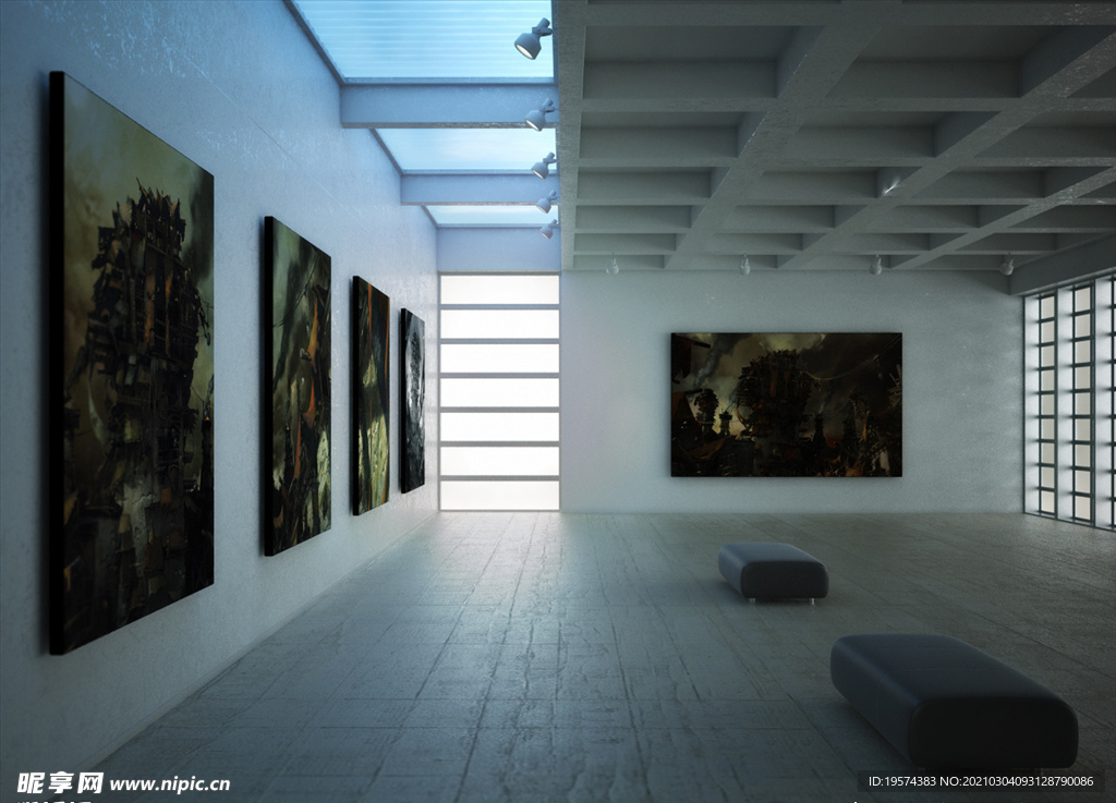 C4D 模型建筑室内大厅大堂
