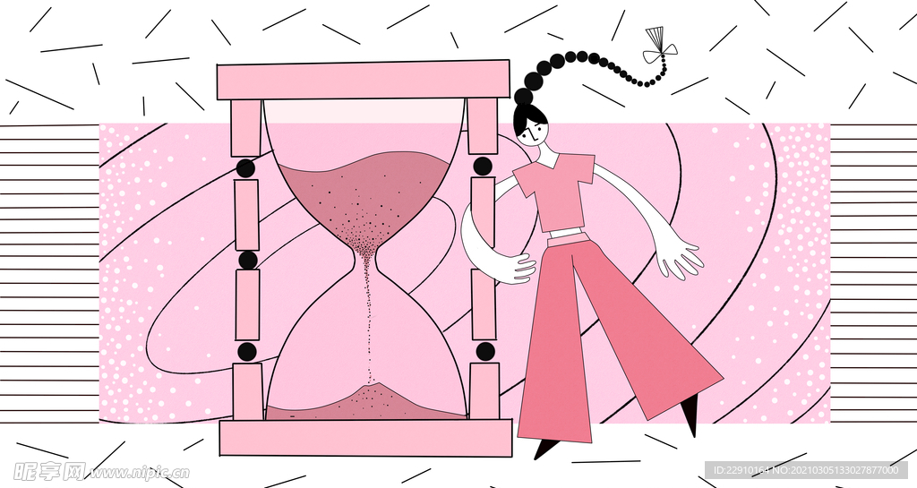 扁平化小女孩插画
