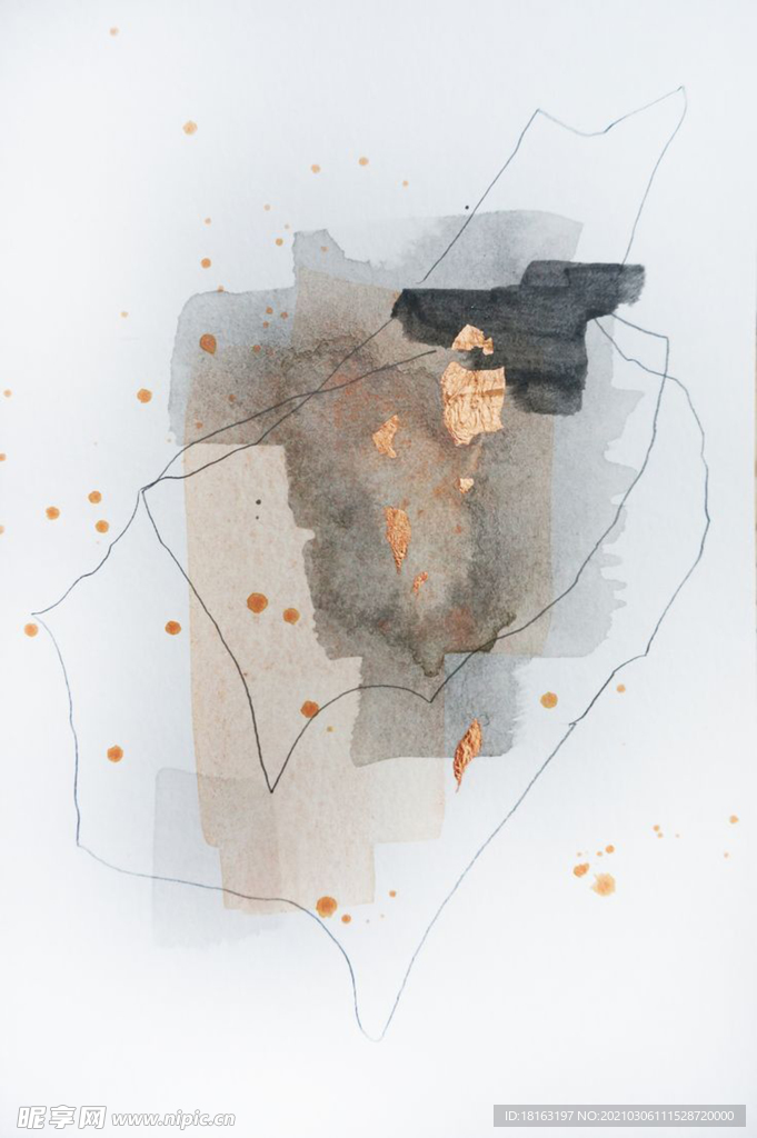 高级感抽象线条金箔装饰画