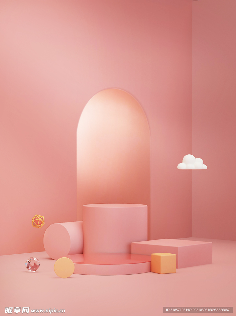 粉色可爱背景展台