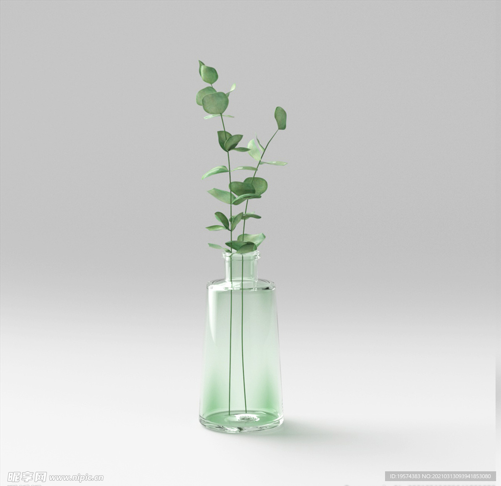 C4D模型盆栽绿色植物叶子插花