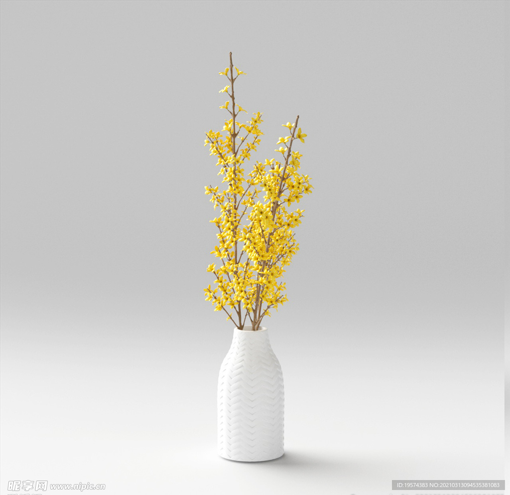 C4D模型插花桂花花瓶摆件花盆