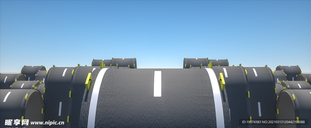 C4D模型弯曲曲线马路道路