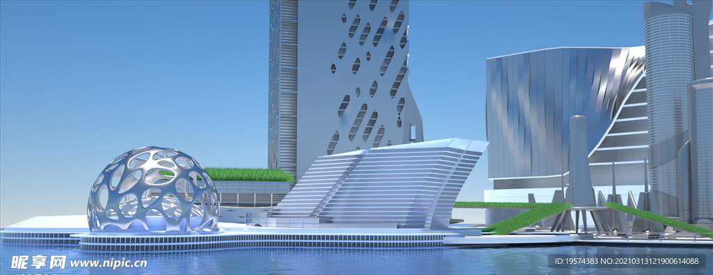 C4D模型别墅建筑企业公司