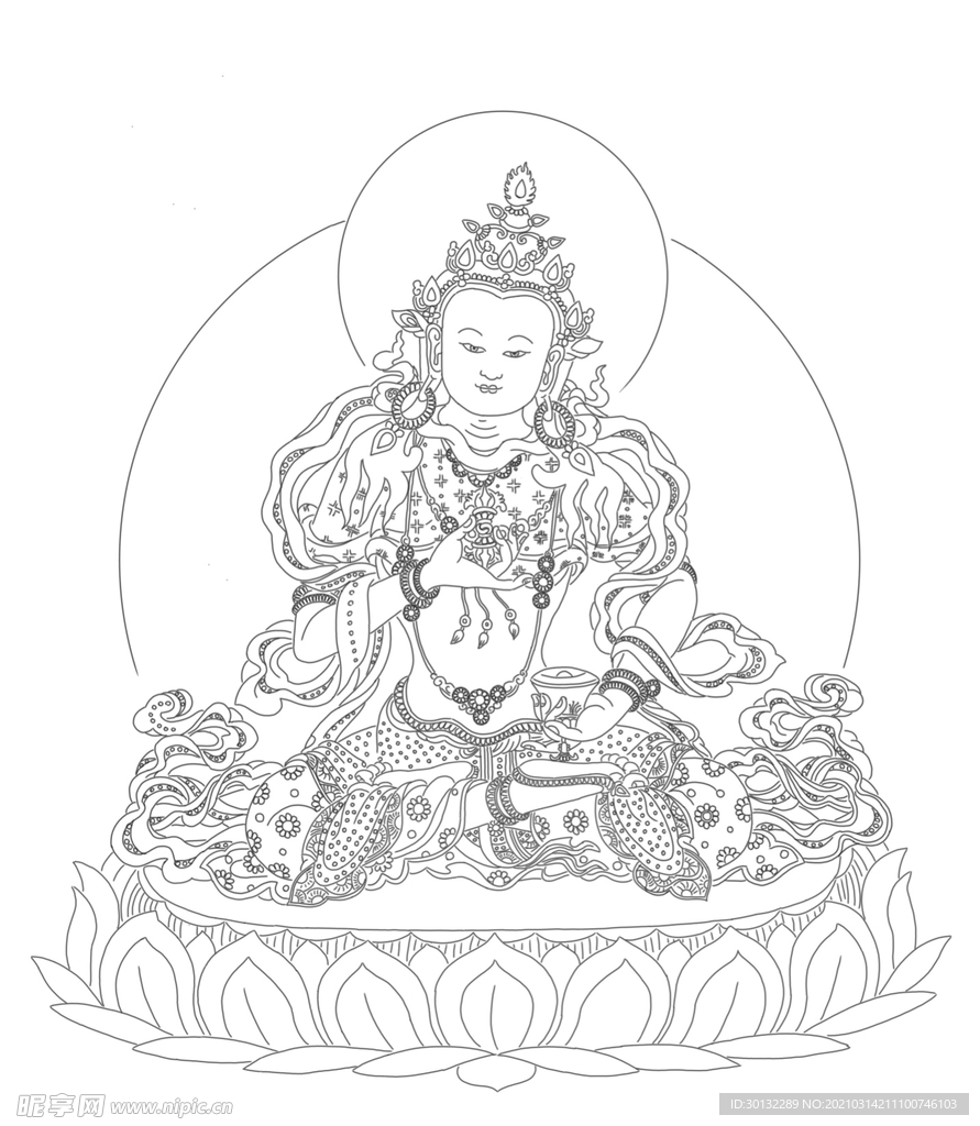 金刚萨埵画像线条图