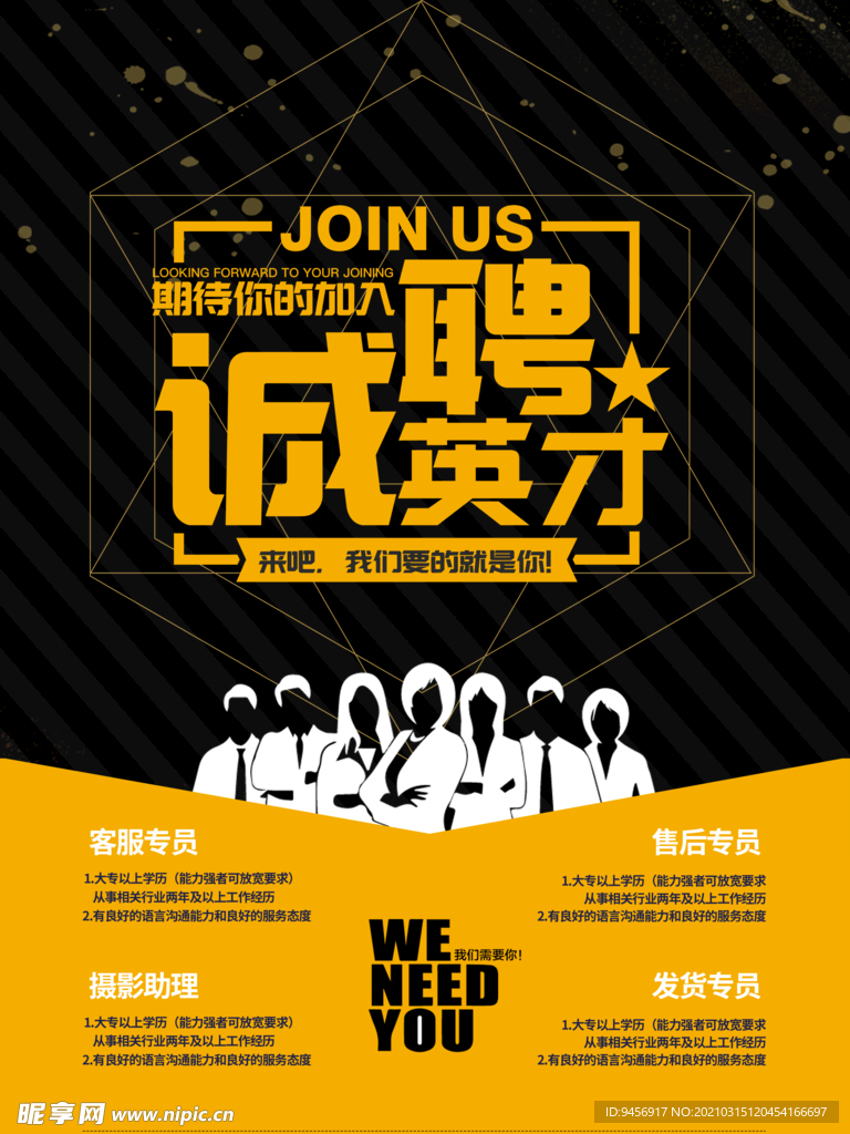 诚聘英才招聘海报