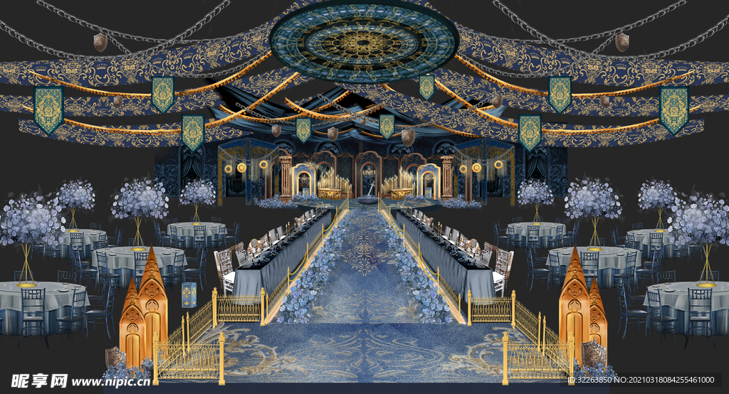 蓝色欧式婚礼效果图