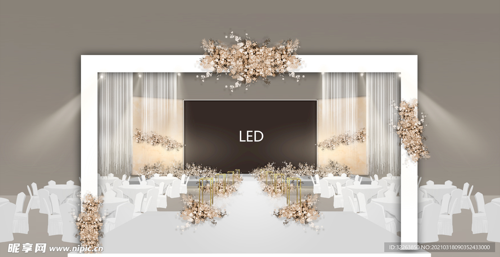 白色香槟婚礼现场效果图