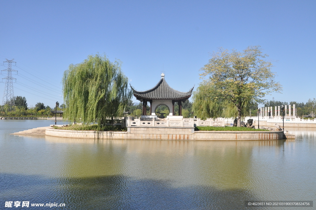 北京绿洲水乡度假村湖心岛景观
