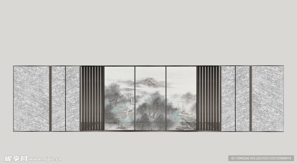 新中式景墙围墙