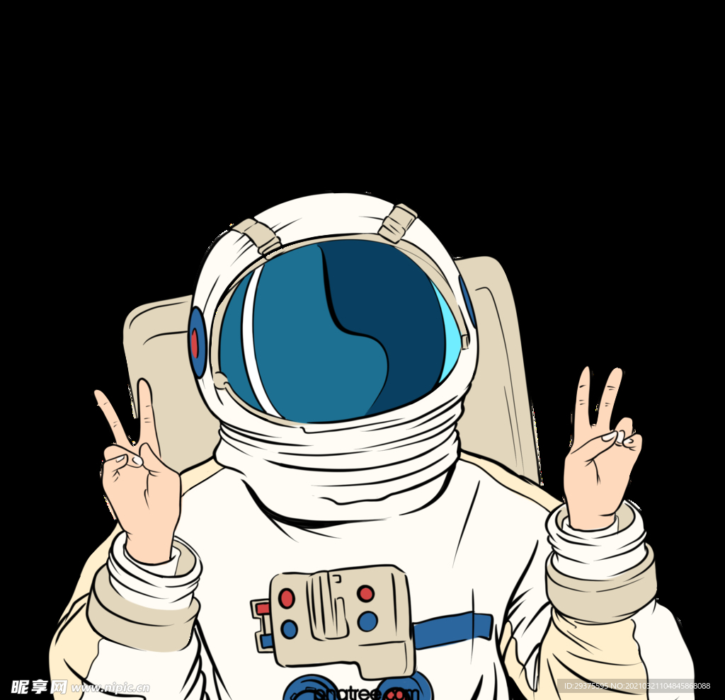 卡通航天宇航员宇宙手绘插画图片