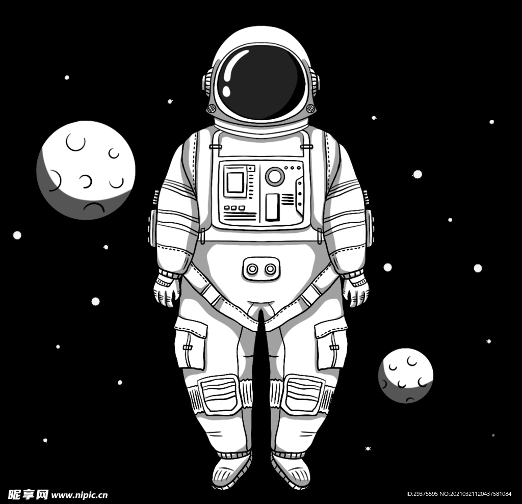 卡通航天宇航员宇宙手绘插画图片