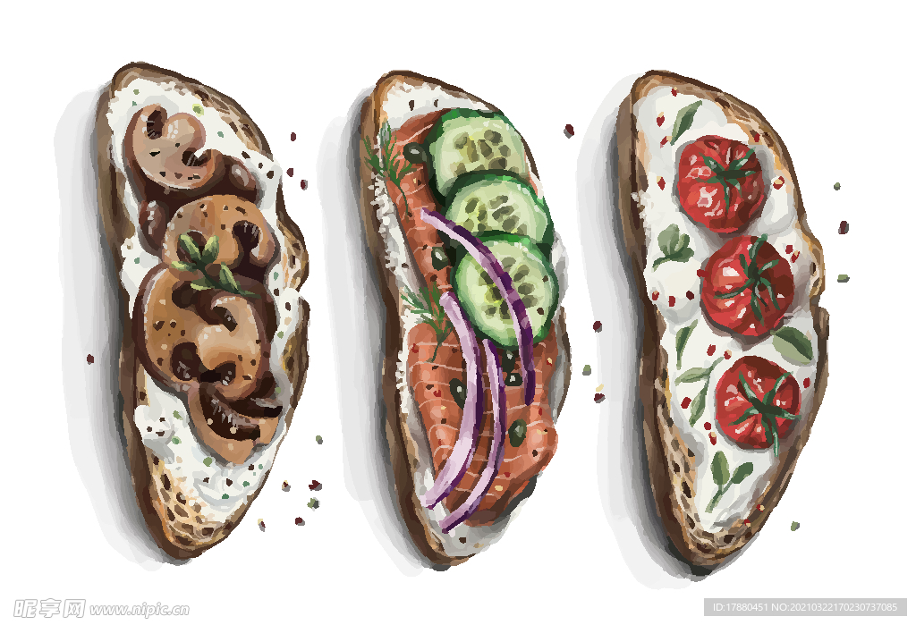 水彩法式三明治