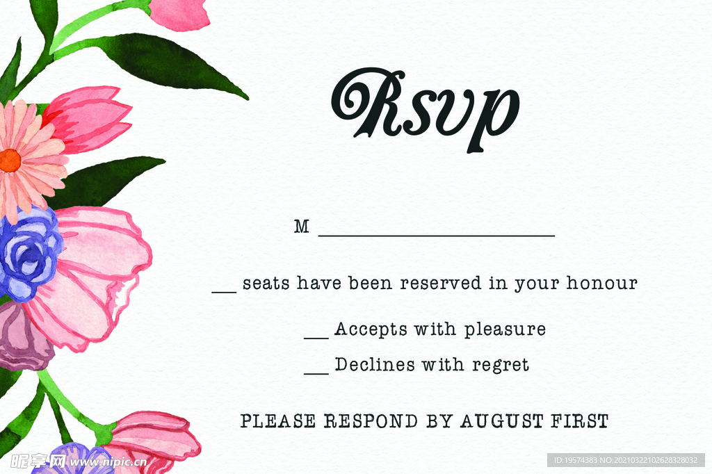 水彩花卉邀请函模板
