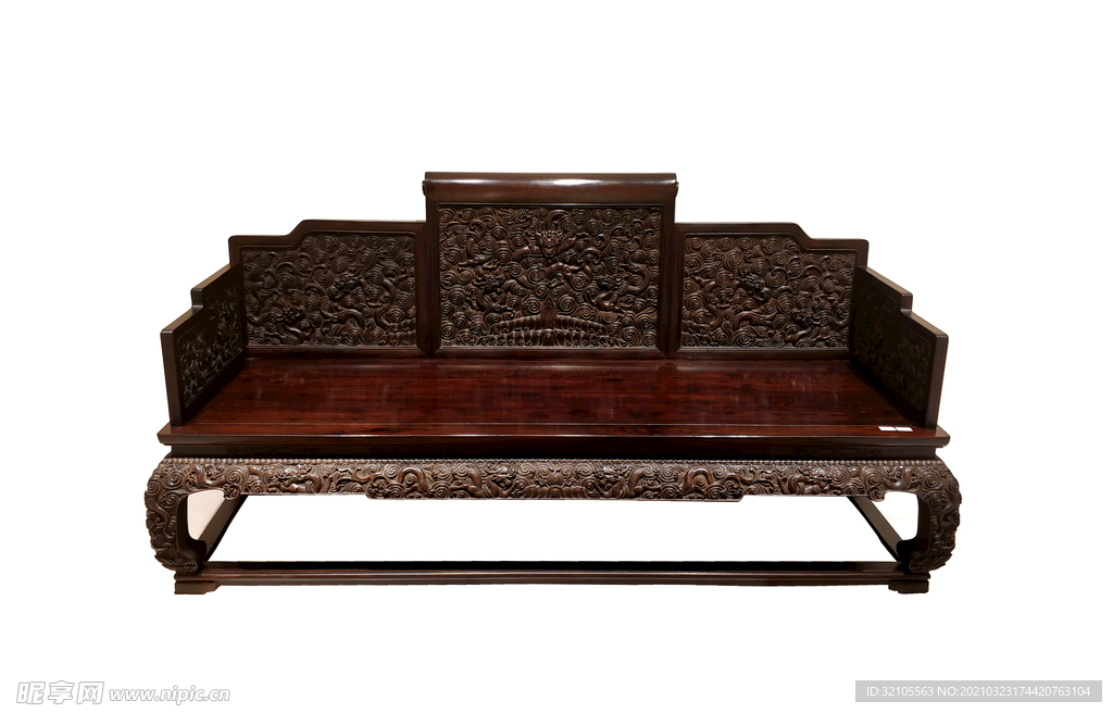 小叶紫檀水龙纹罗汉床