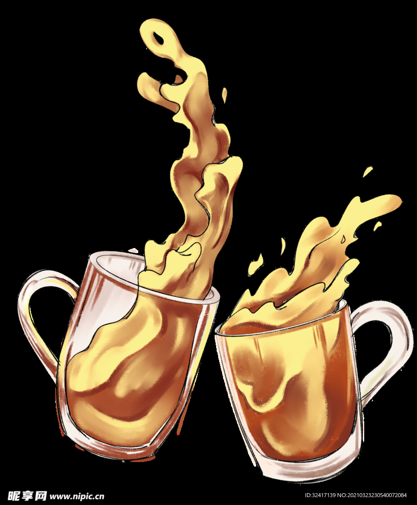 卡通免抠素材啤酒干杯庆祝