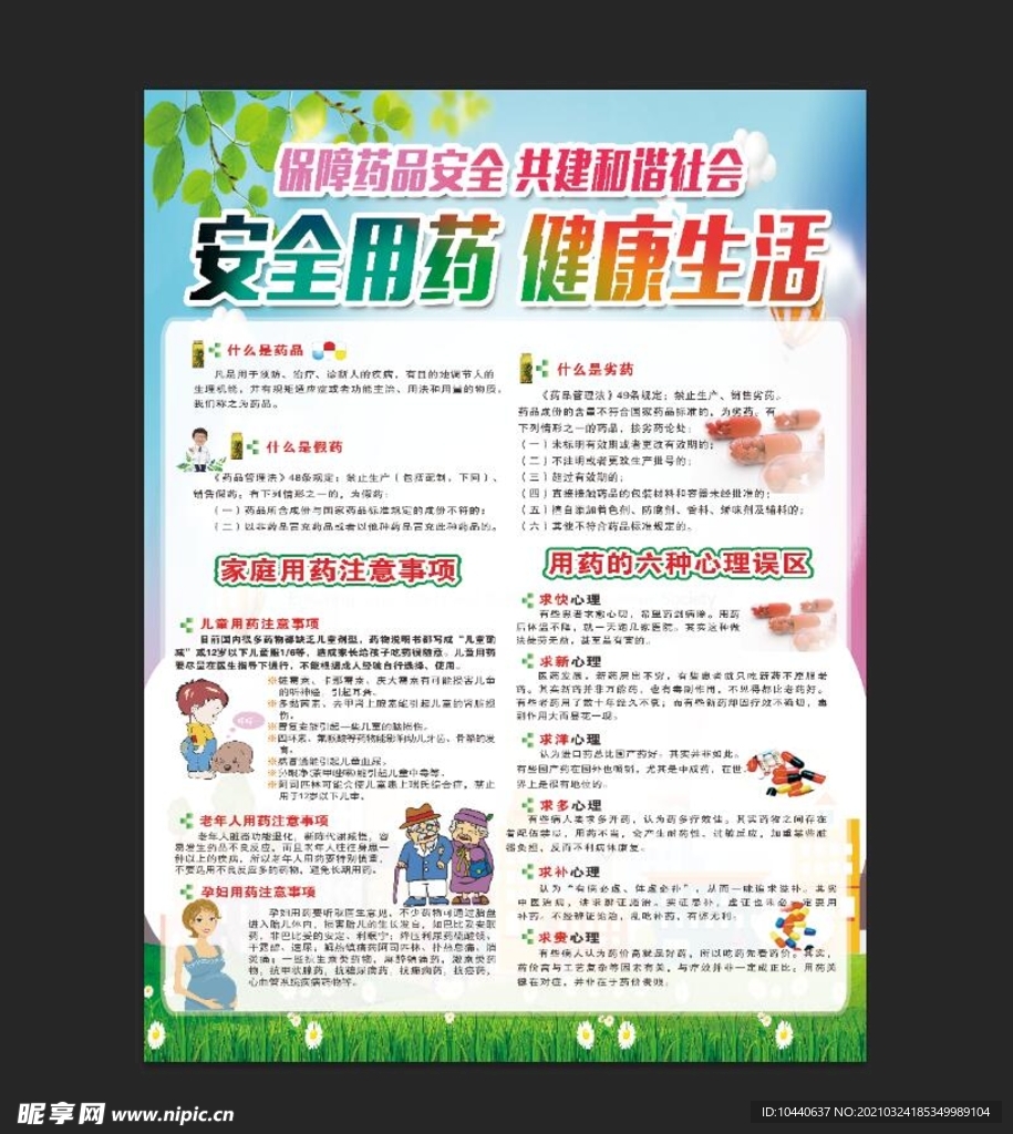 安全用药 健康生活 宣传画