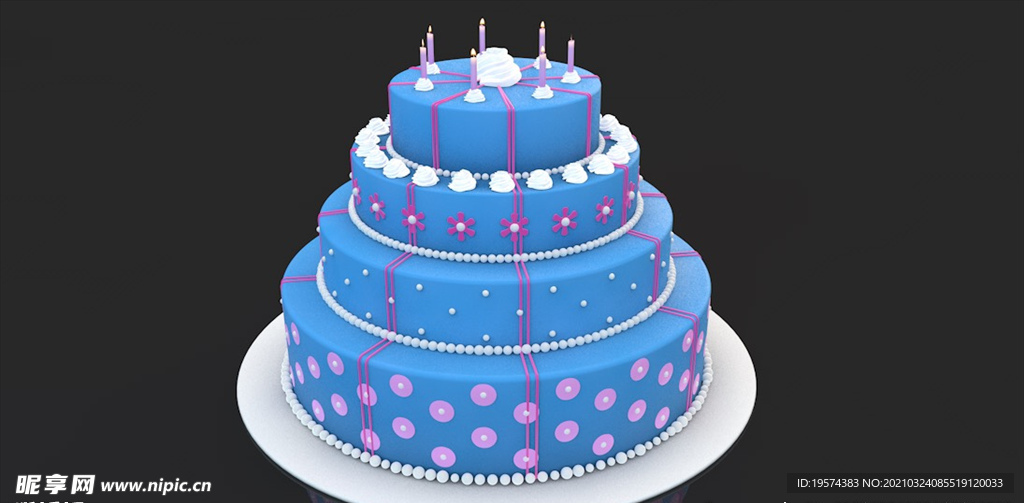 C4D模型巧克力奶油生日蛋糕